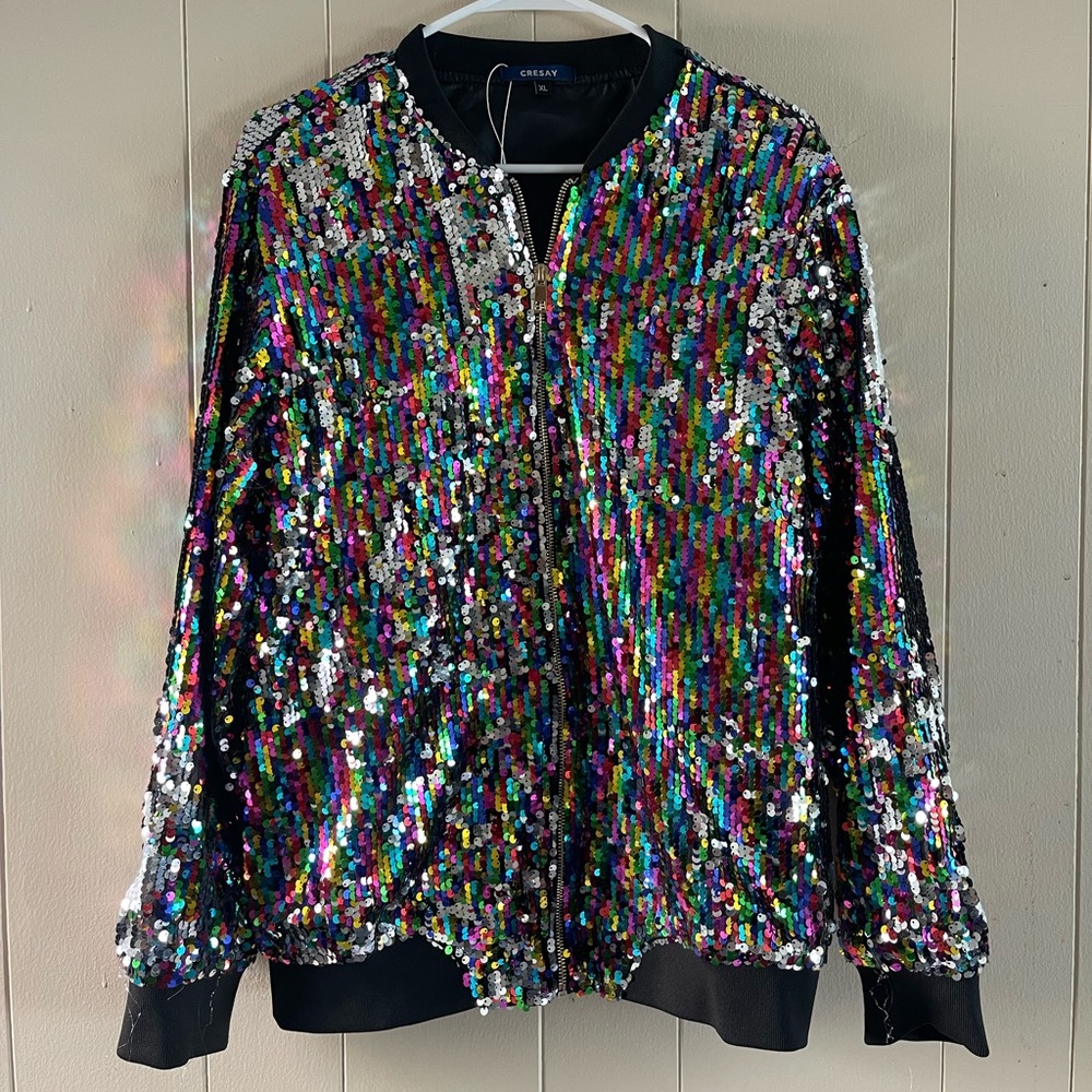 Sequined Bomber Jacket